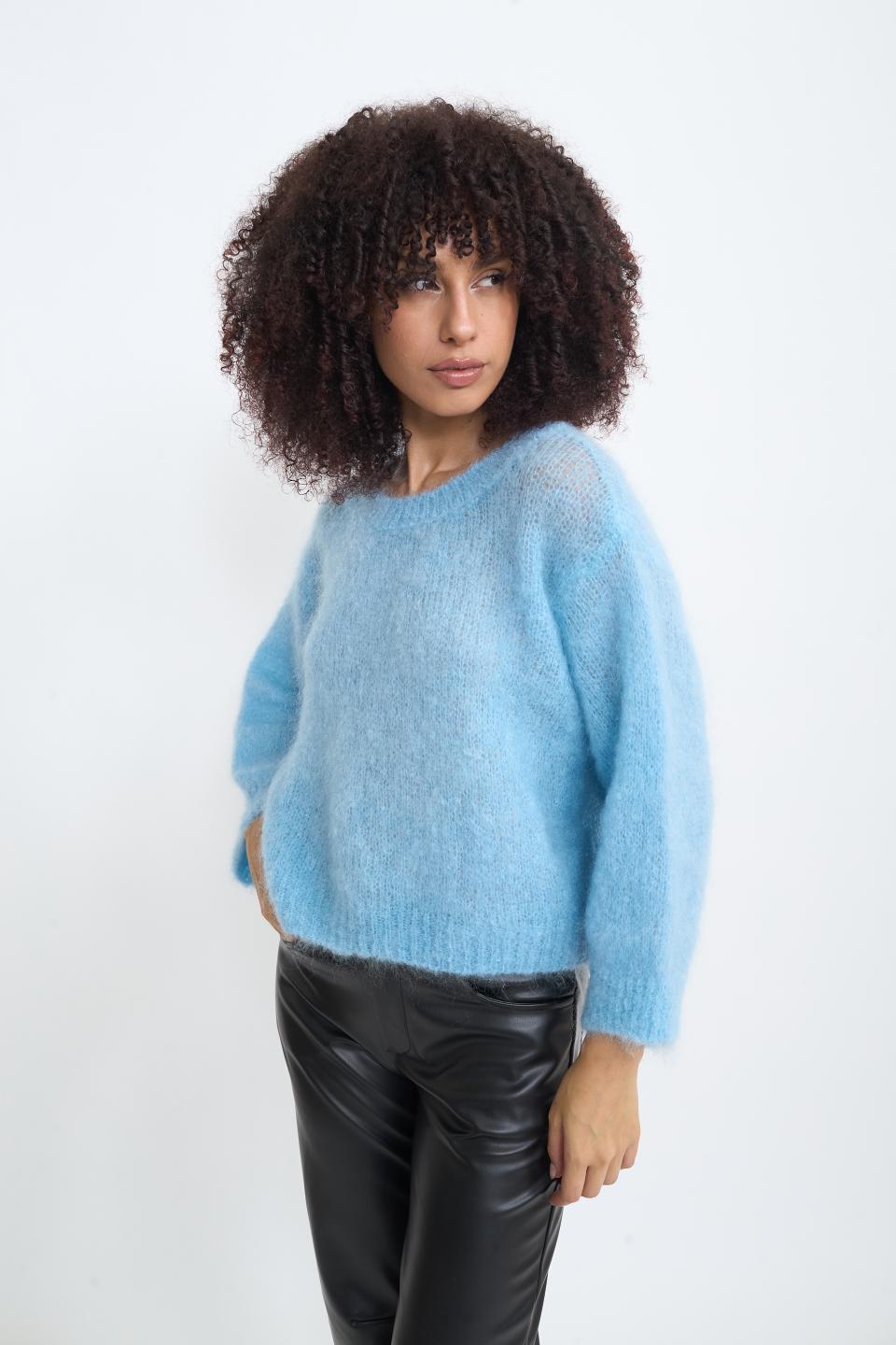 Maglia manica lunga mohair cielo - Autunno - Inverno 2025 | Brend