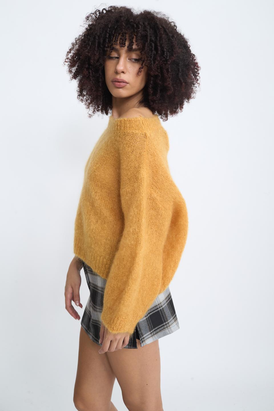 Maglia manica lunga mohair mostarda - Autunno - Inverno 2025 | Brend