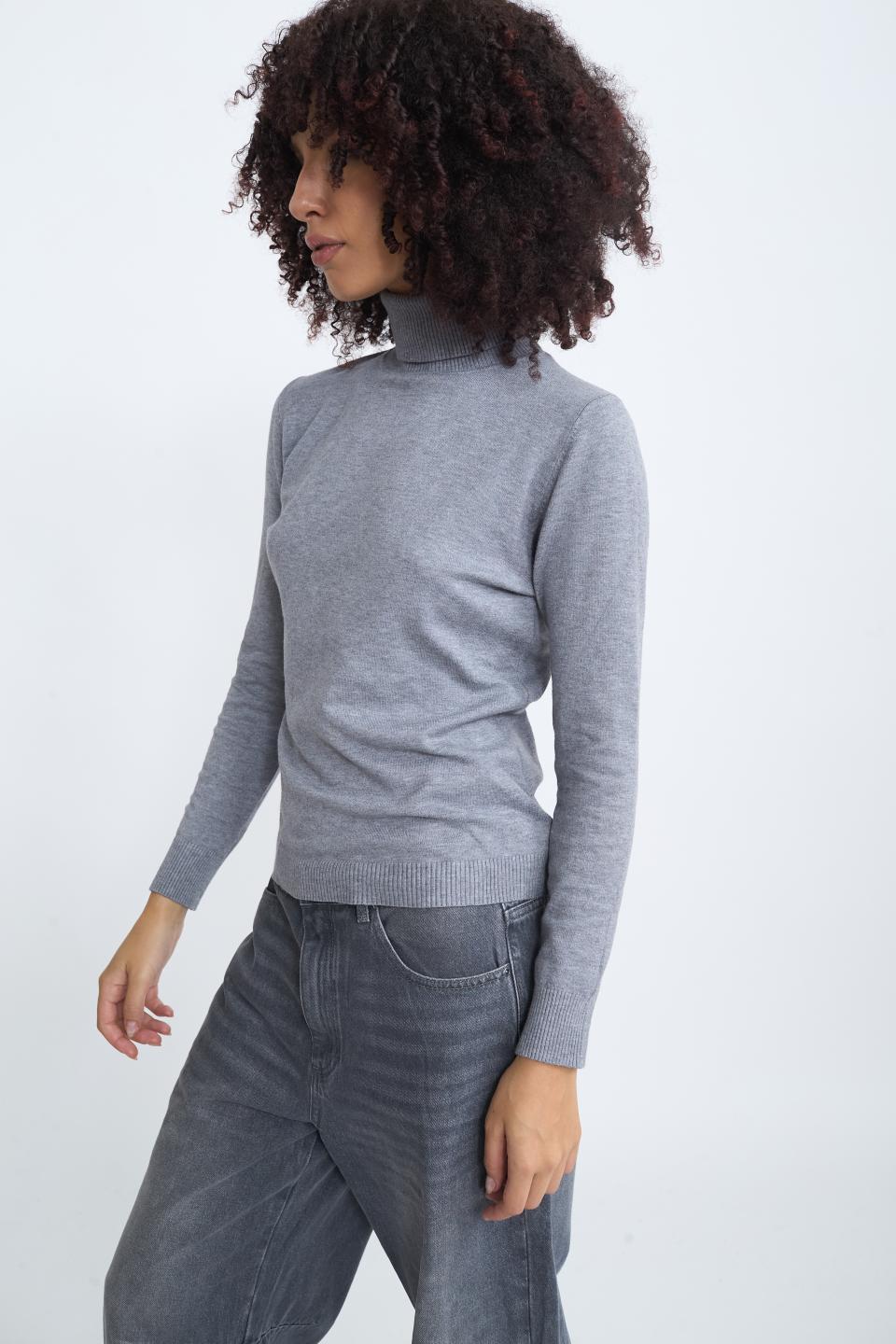 Maglia collo alto grigio melange - Autunno - Inverno 2025 | Brend