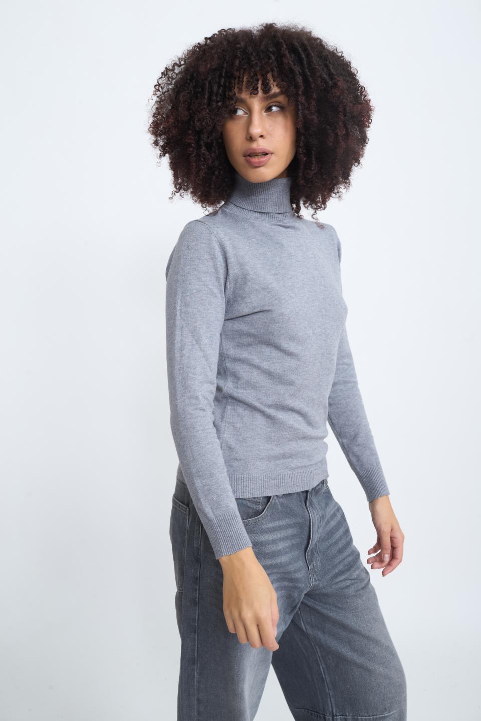 Maglia collo alto grigio melange - Autunno - Inverno 2025 | Brend