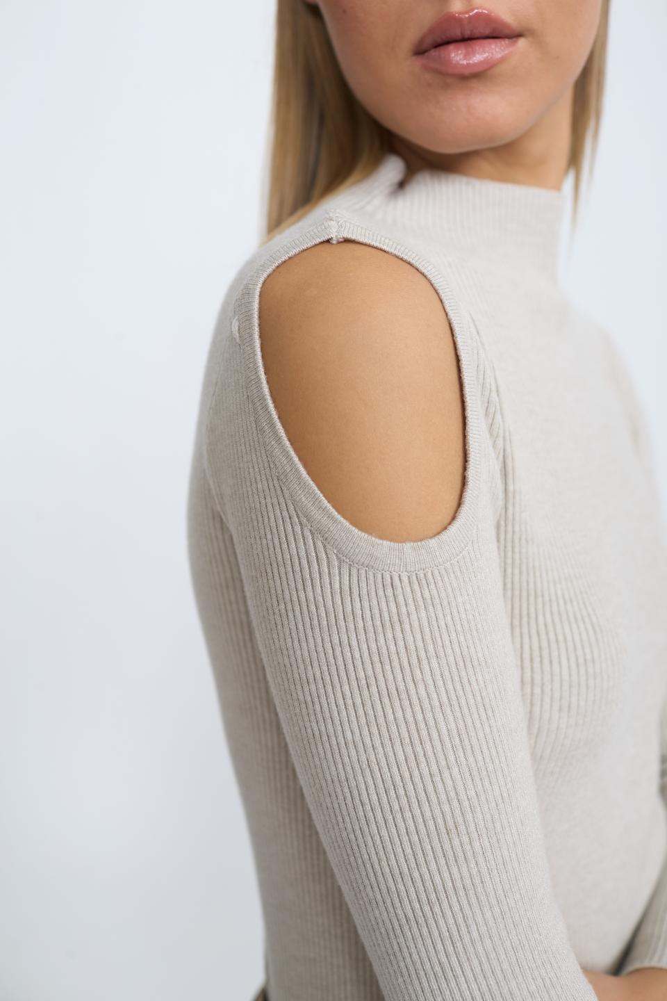 Maglia costine cut-out beige - Autunno - Inverno 2025 | Brend