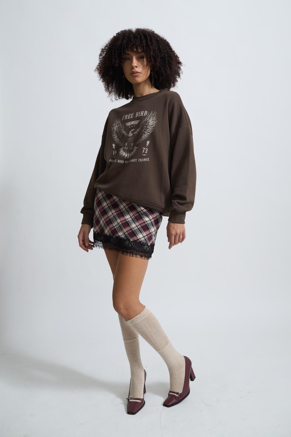 Minigonna check pizzo | Brend