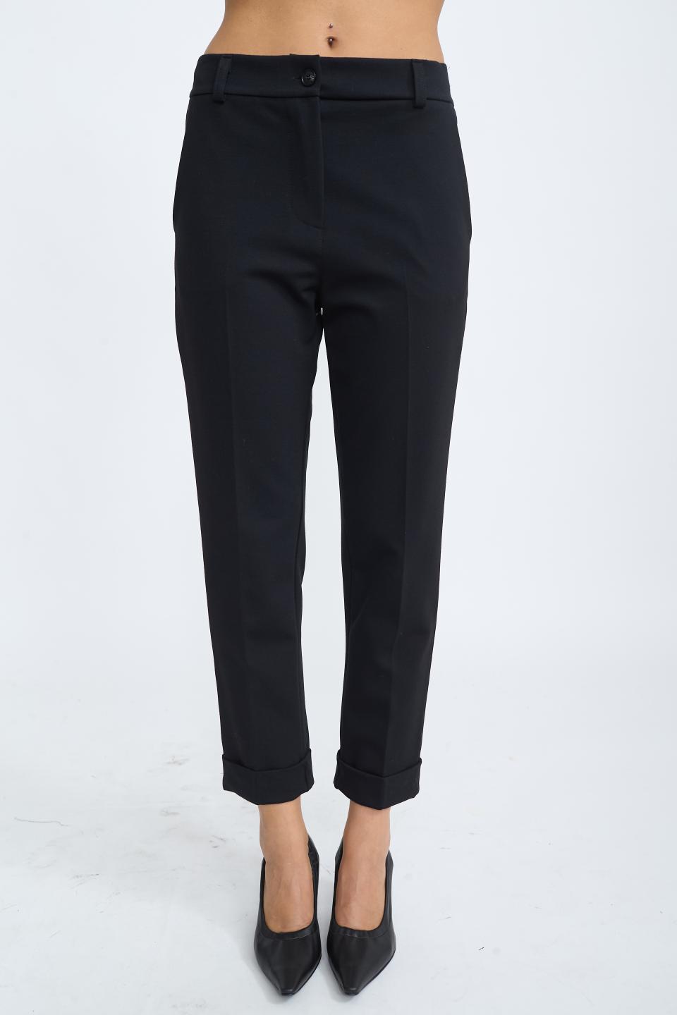 Pantalone risvolto punto Milano nero - Autunno - Inverno 2025 | Brend
