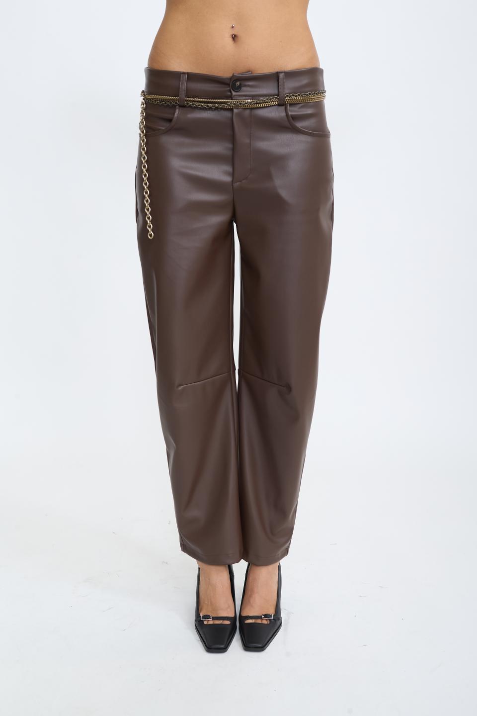 Pantalone barrel effetto pelle moro - Autunno - Inverno 2025 | Brend