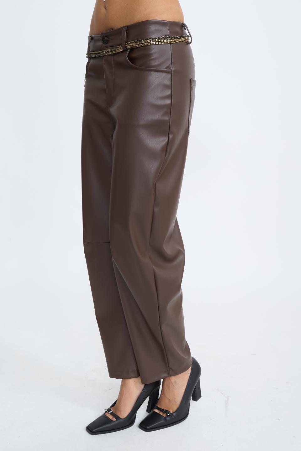 Pantalone barrel effetto pelle moro - Autunno - Inverno 2025 | Brend