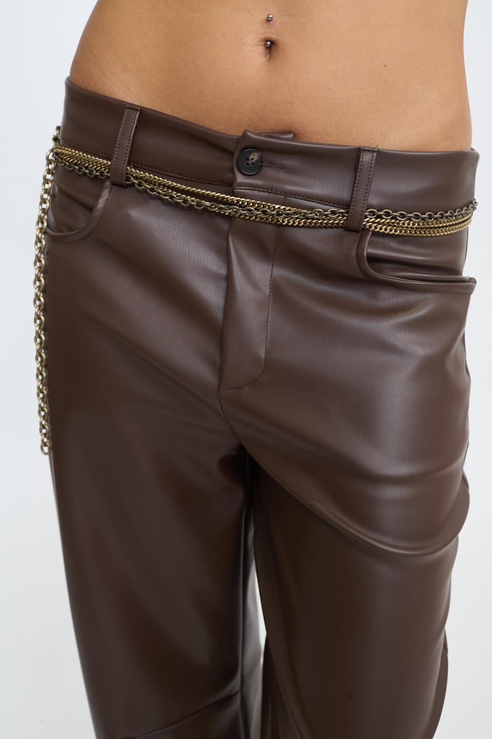 Pantalone barrel effetto pelle moro - Autunno - Inverno 2025 | Brend