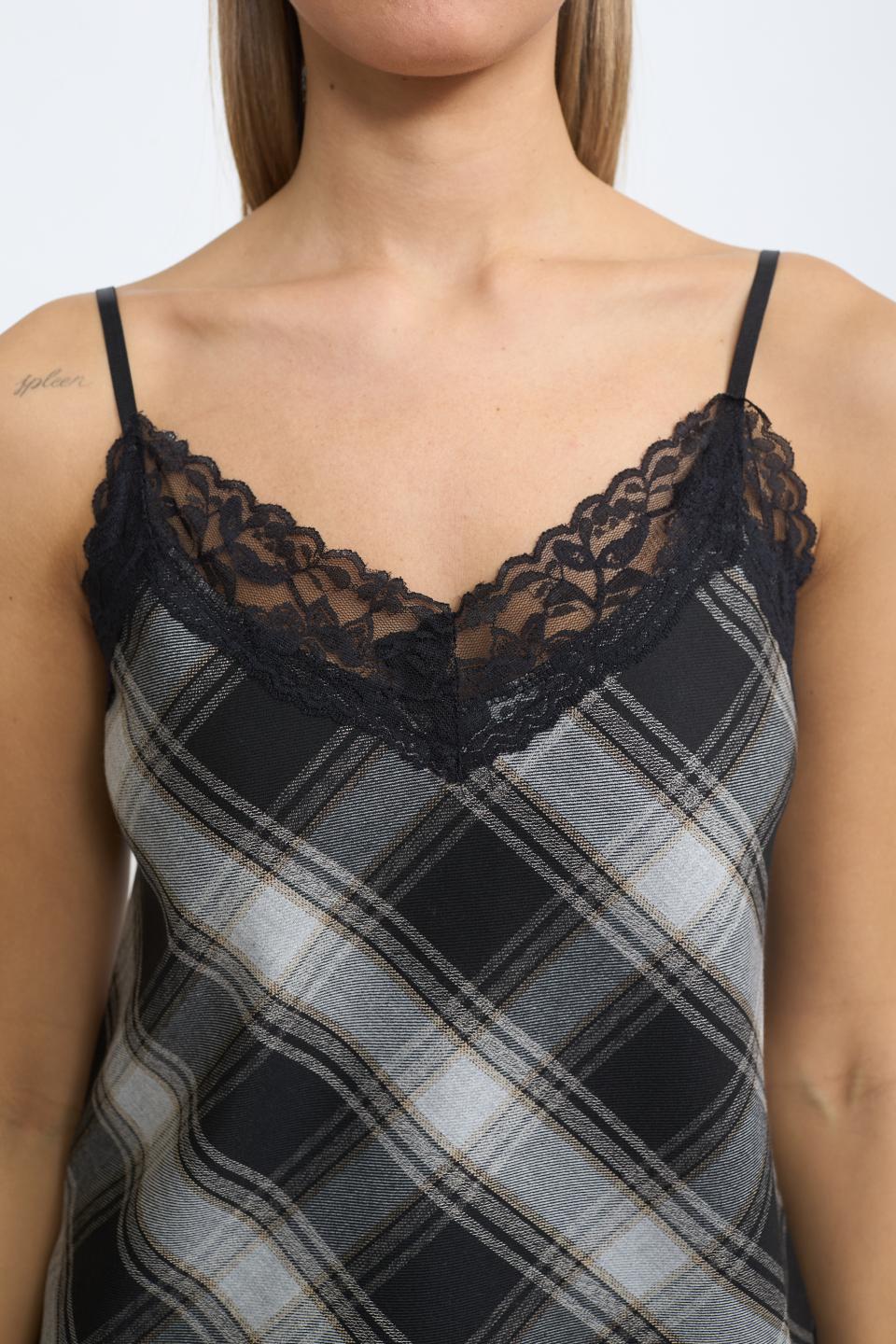 Top stampa pizzo check grigio - Autunno - Inverno 2025 | Brend