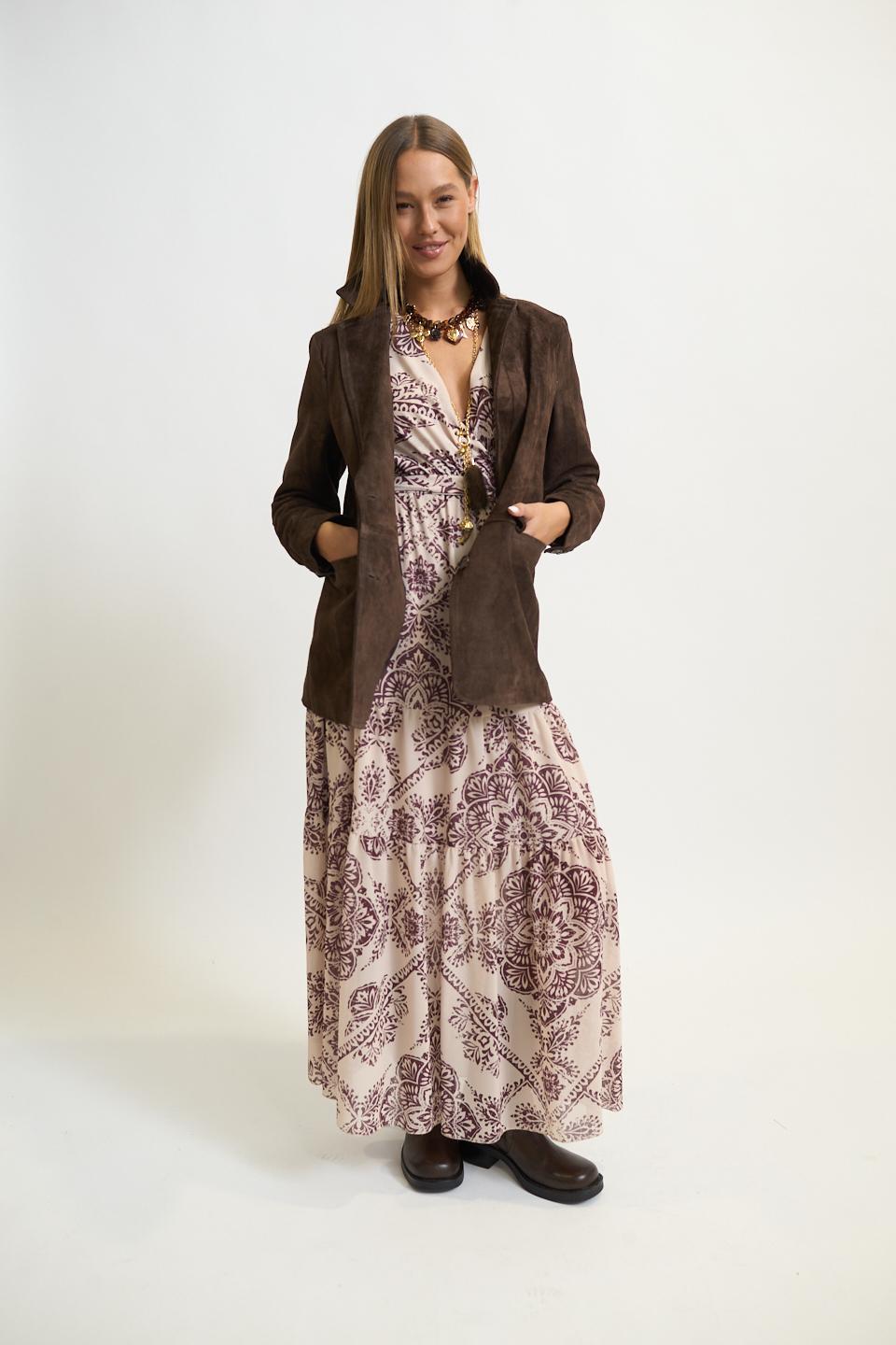 Abito incrocio georgette fantasia foulard vino - Autunno - Inverno 2025 | Brend