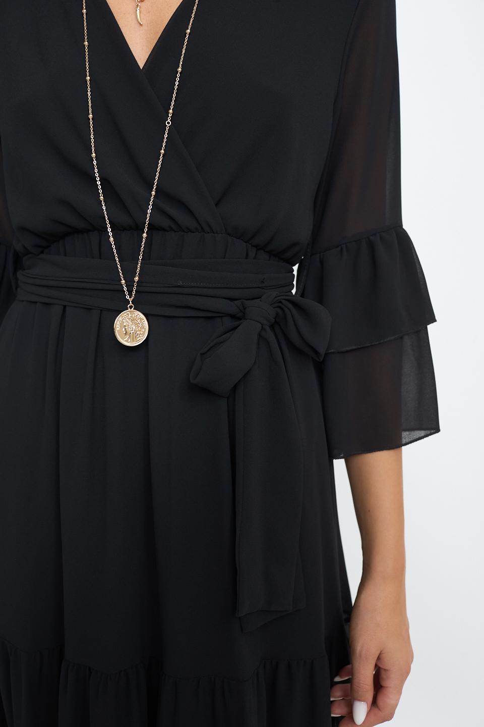 Abito incrocio georgette nero - Autunno - Inverno 2025 | Brend