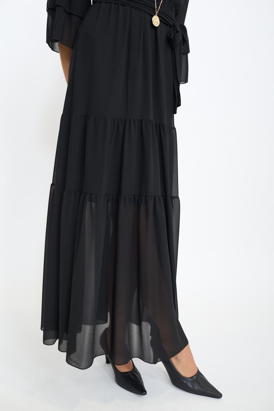 Abito incrocio georgette nero - Autunno - Inverno 2025 | Brend