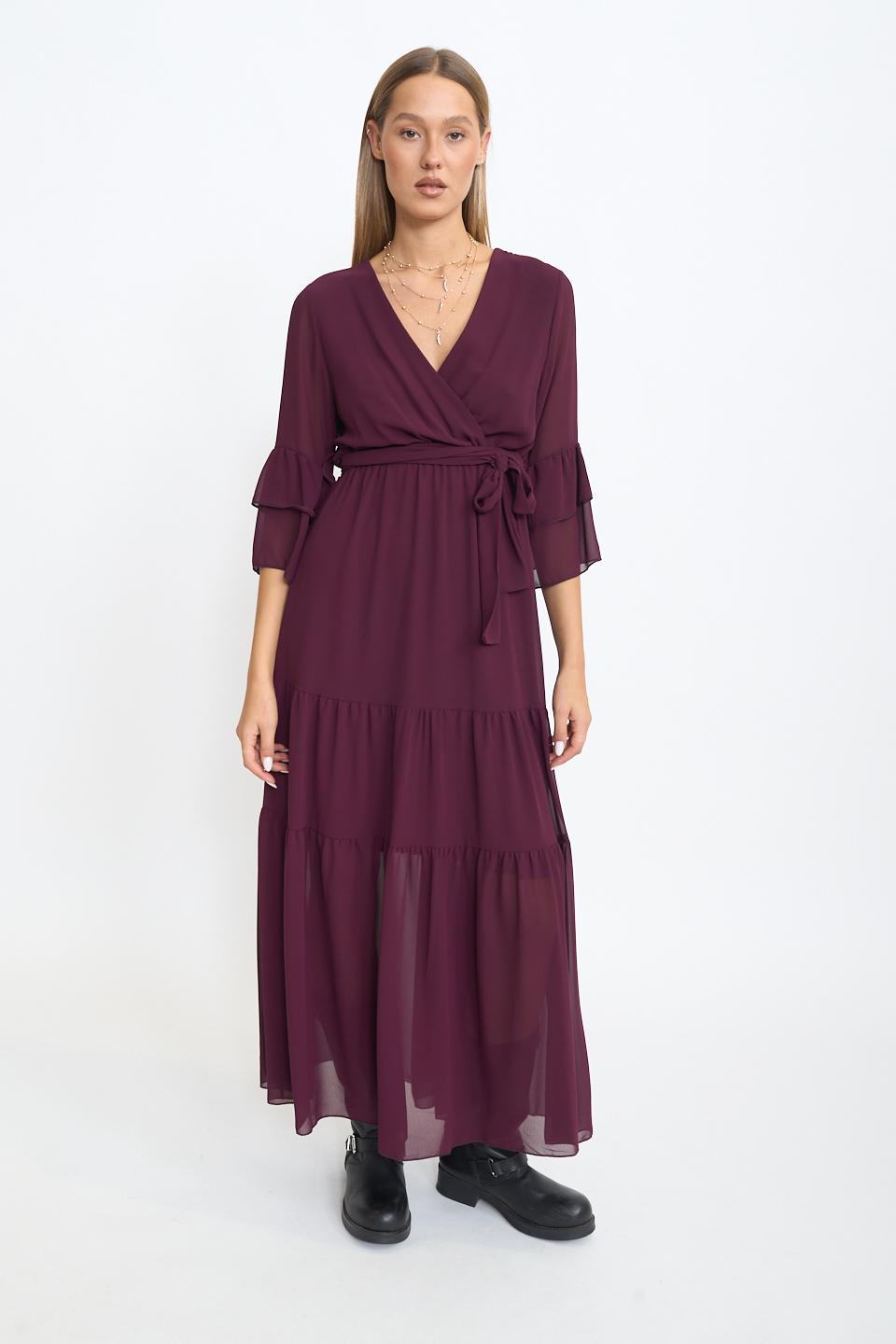 Abito incrocio georgette vino - Autunno - Inverno 2025 | Brend