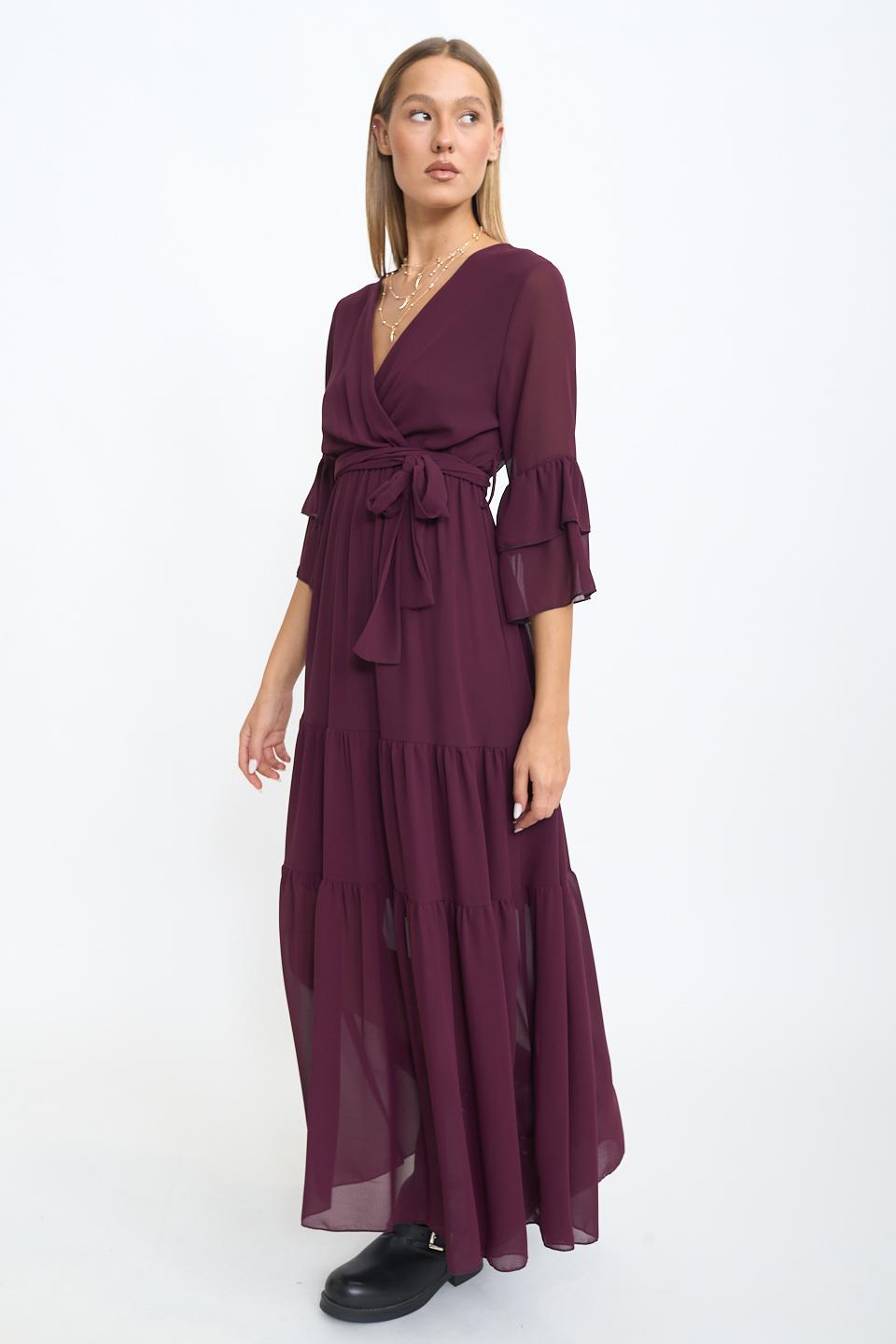 Abito incrocio georgette vino - Autunno - Inverno 2025 | Brend