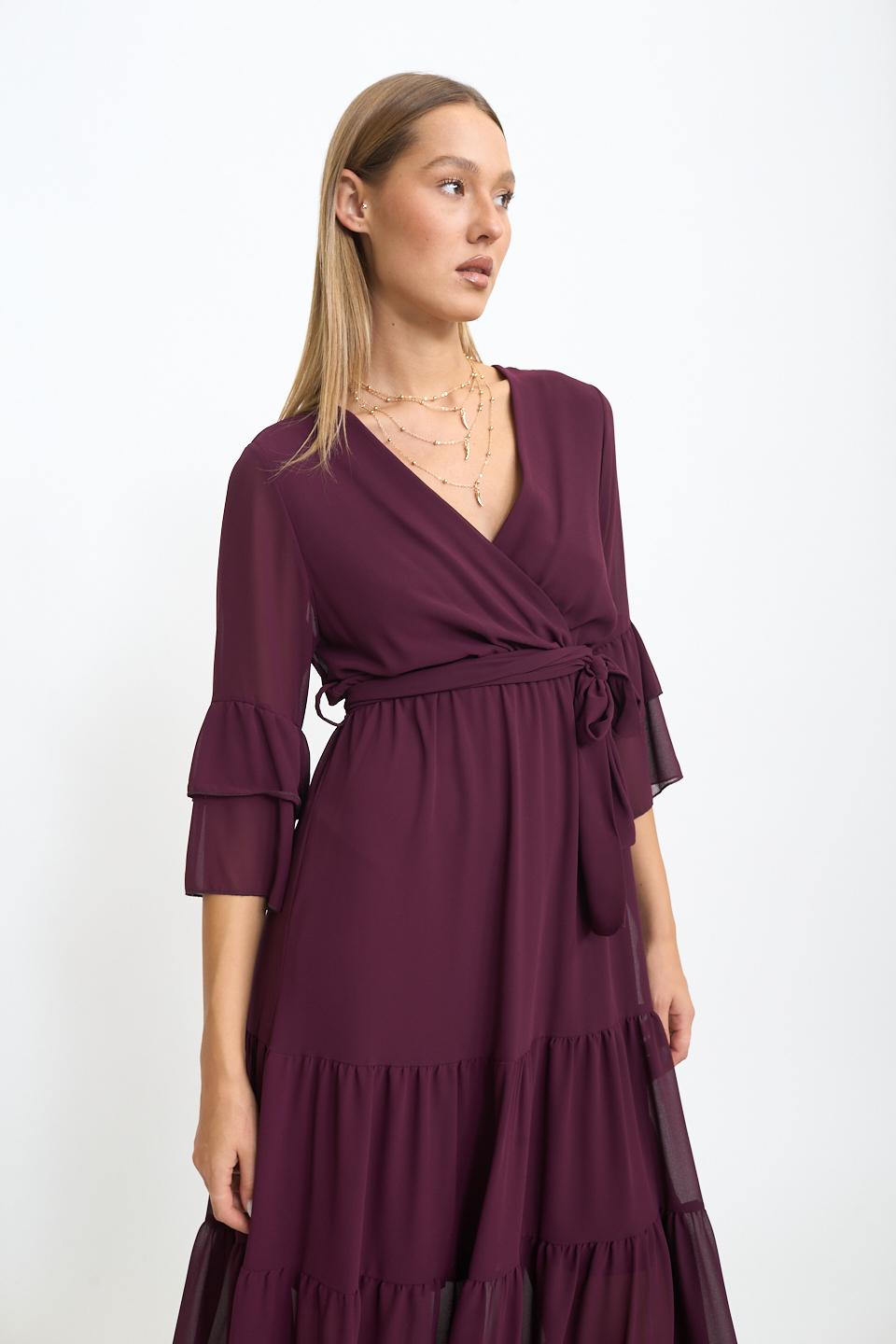 Abito incrocio georgette vino - Autunno - Inverno 2025 | Brend