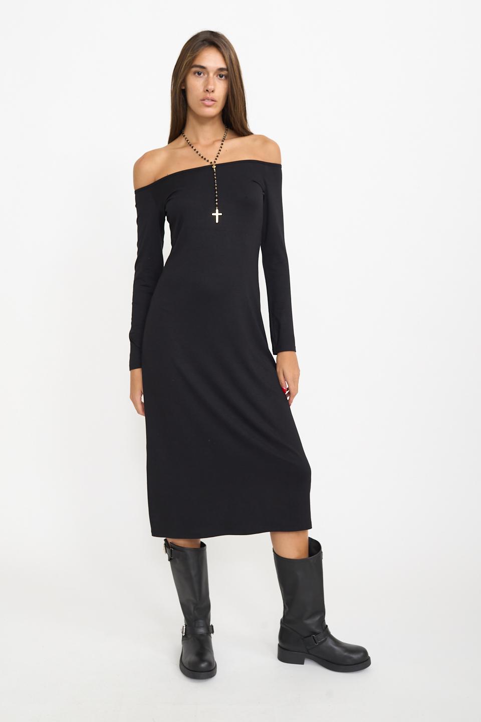 Abito scollo barca lungo nero - Autunno - Inverno 2025 | Brend