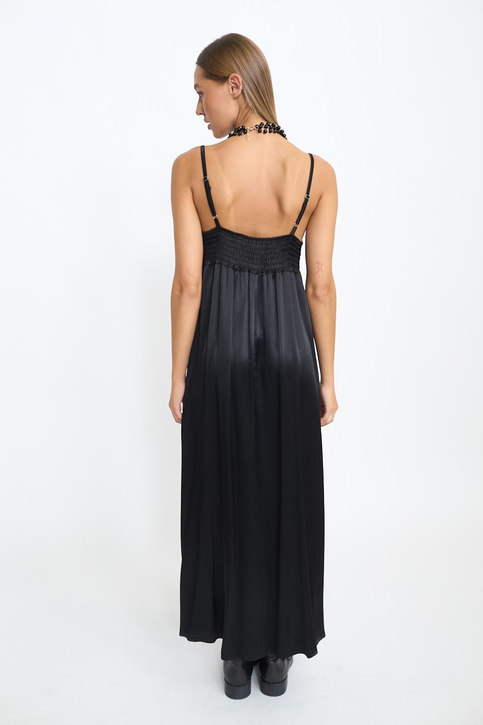 Abito lungo bretelline raso nero - Autunno - Inverno 2025 | Brend