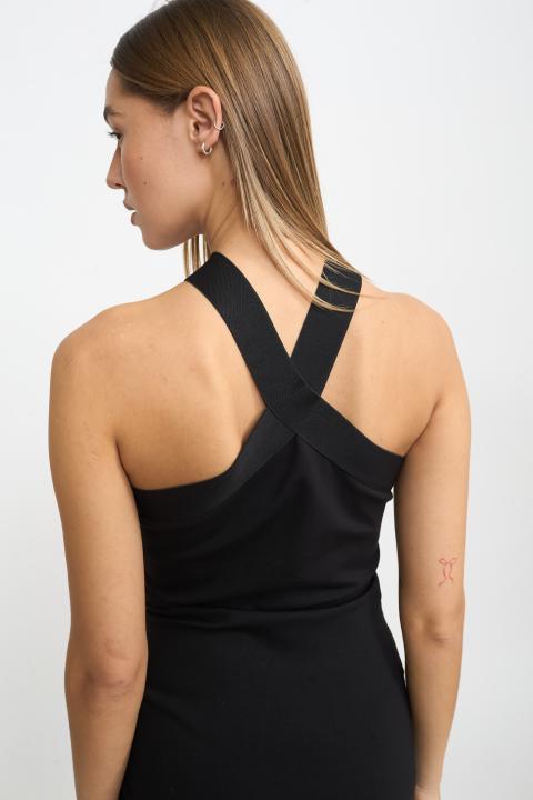 Abito mini collo incrocio nero - Autunno - Inverno 2025 | Brend