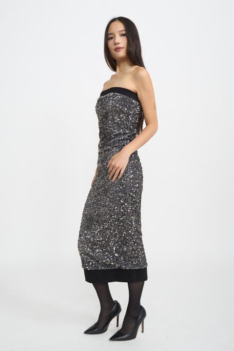 Abito fascia paillettes grigio - Autunno - Inverno 2025 | Brend