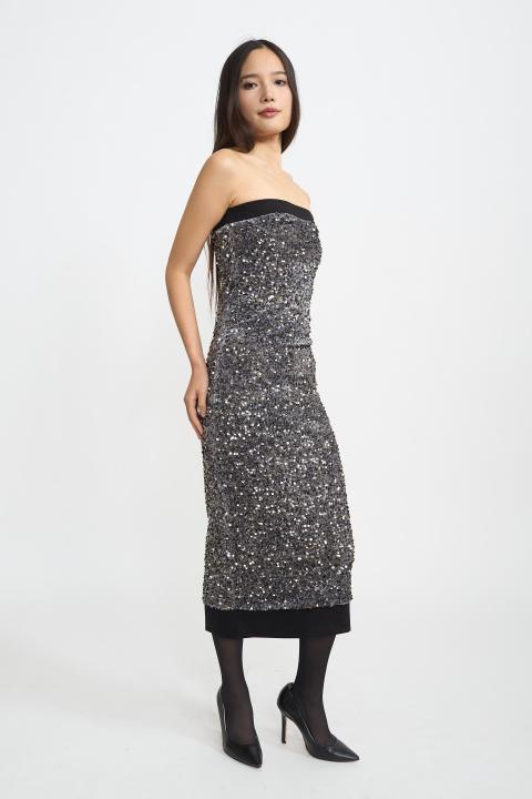 Abito fascia paillettes grigio - Autunno - Inverno 2025 | Brend