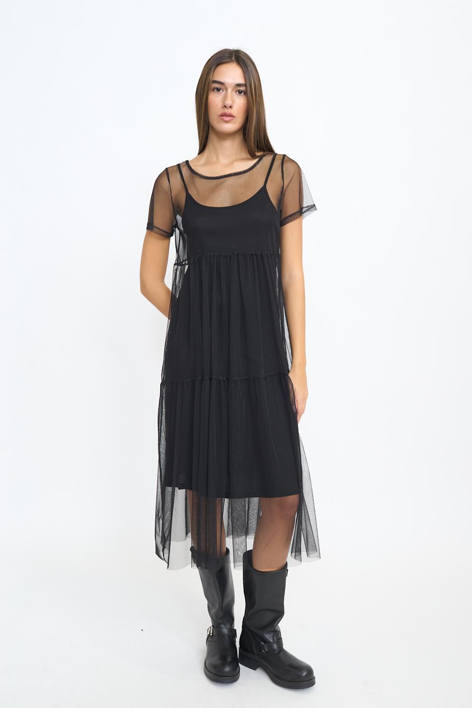 Abito mezza manica doppiato nero - Autunno - Inverno 2025 | Brend