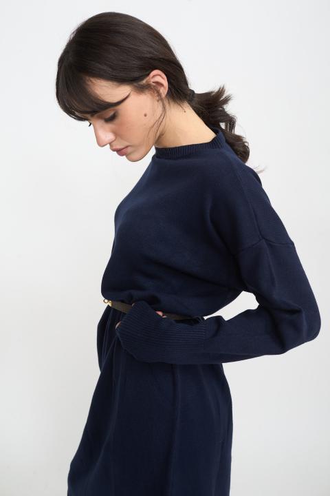 Abito lungo in maglia blu - Autunno - Inverno 2025 | Brend