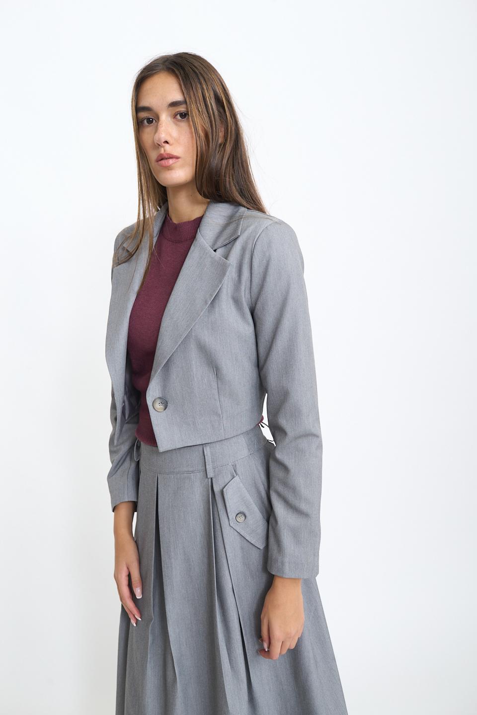 Blazer corto avvitato grigio - Autunno - Inverno 2025 | Brend