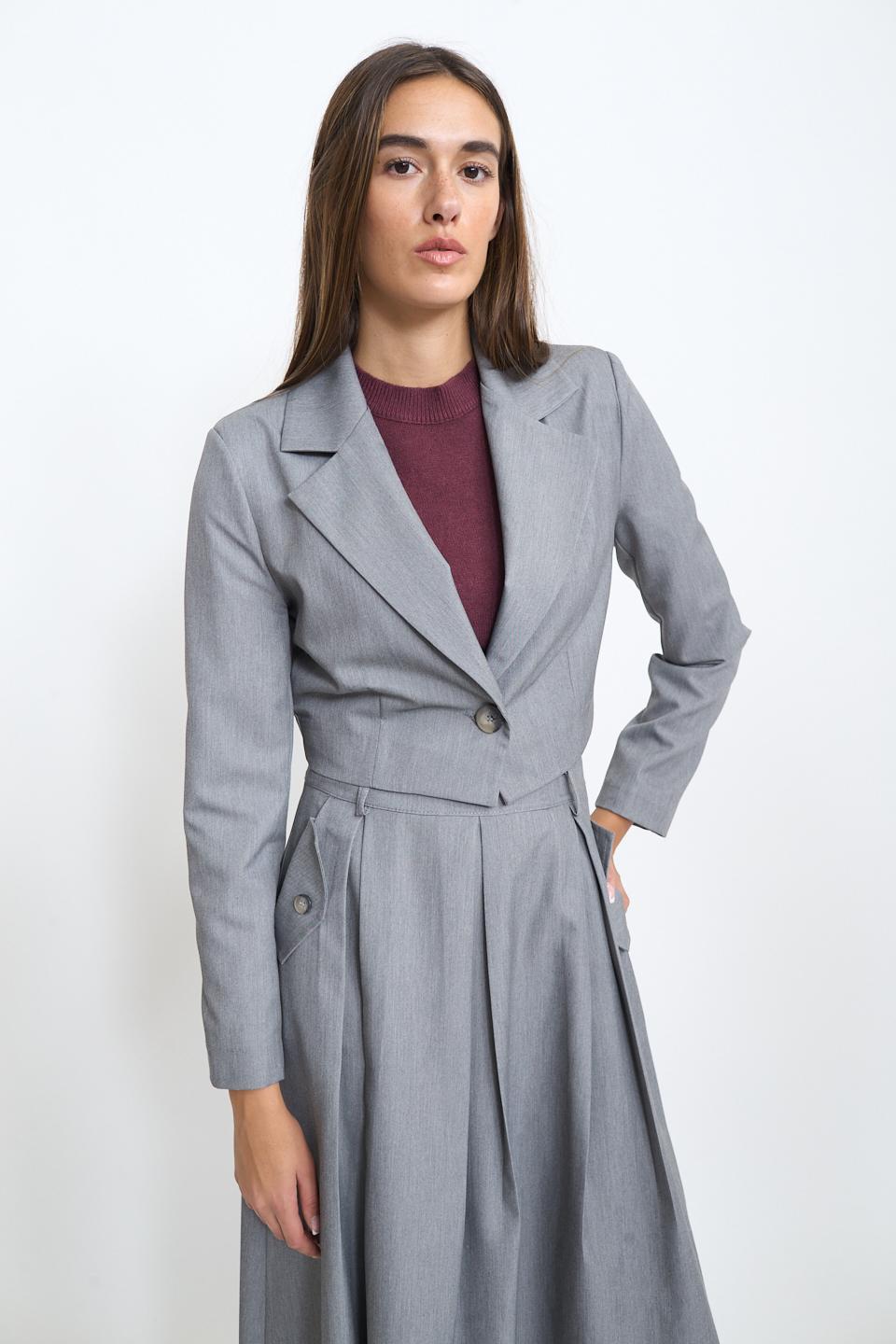 Blazer corto avvitato grigio - Autunno - Inverno 2025 | Brend