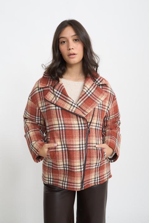 Blazer over imbottito check caramel - Autunno - Inverno 2025 | Brend