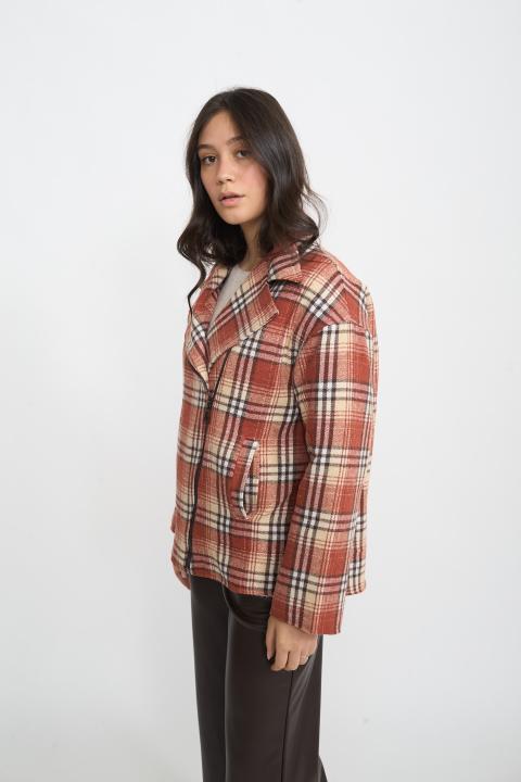 Blazer over imbottito check caramel - Autunno - Inverno 2025 | Brend