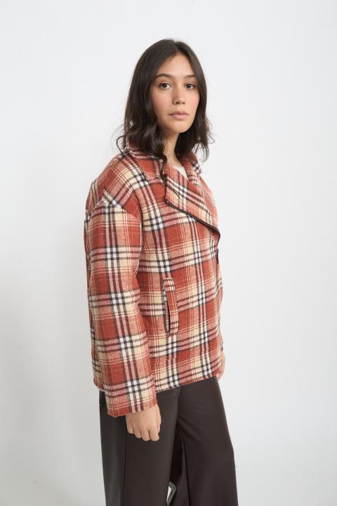 Blazer over imbottito check caramel - Autunno - Inverno 2025 | Brend