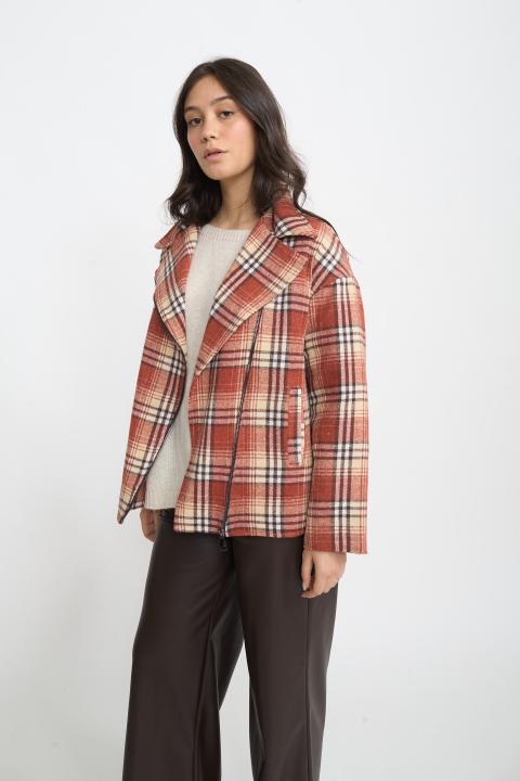 Blazer over imbottito check caramel - Autunno - Inverno 2025 | Brend