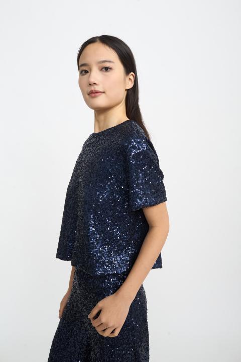 Blusa mezza manica paillettes blu - Autunno - Inverno 2025 | Brend