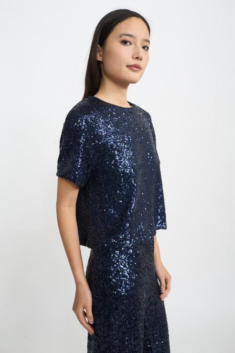 Blusa mezza manica paillettes blu - Autunno - Inverno 2025 | Brend