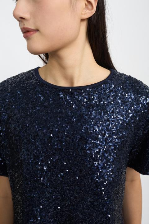 Blusa mezza manica paillettes blu - Autunno - Inverno 2025 | Brend
