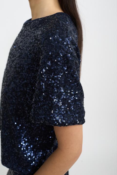 Blusa mezza manica paillettes blu - Autunno - Inverno 2025 | Brend