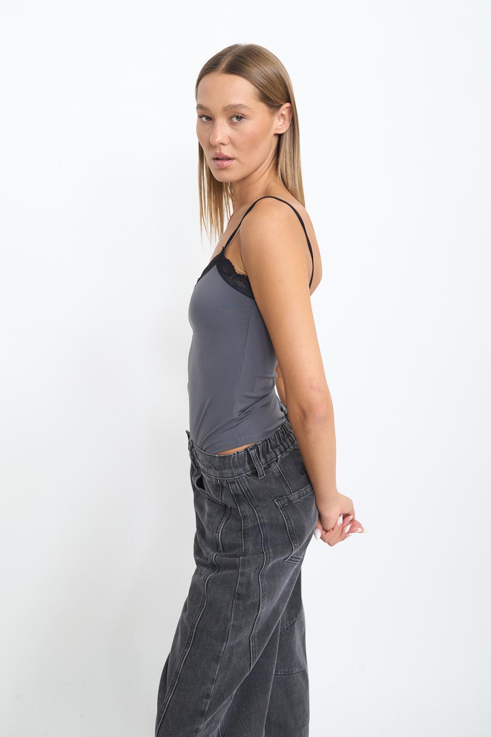 Body bretelline pizzo grigio - Autunno - Inverno 2025 | Brend