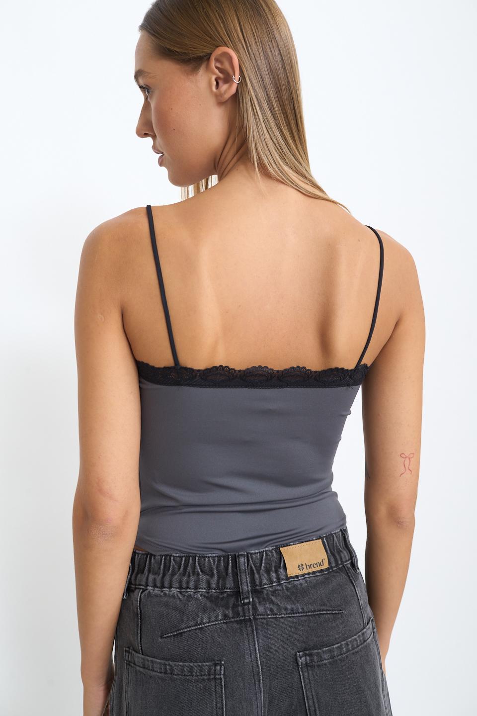 Body bretelline pizzo grigio - Autunno - Inverno 2025 | Brend