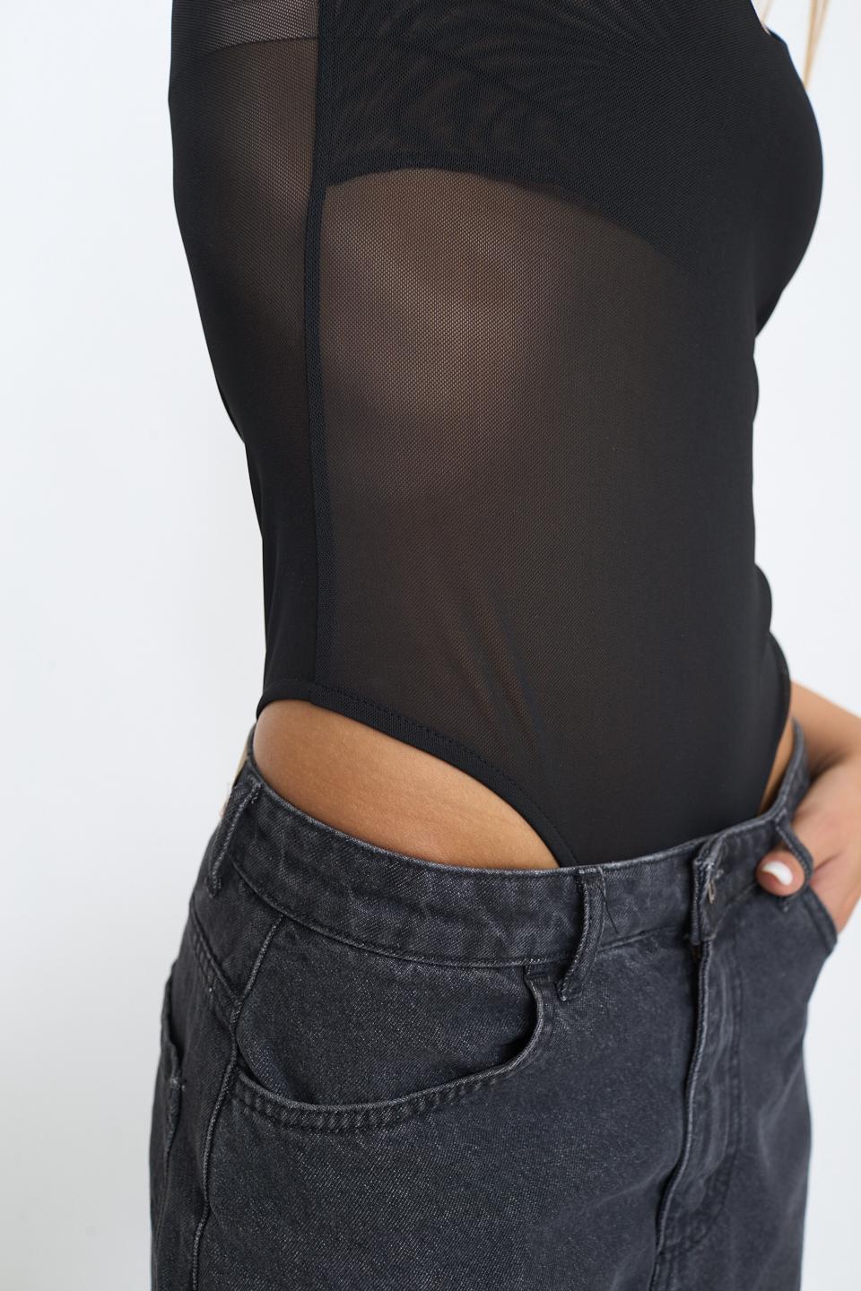 Body scollo V tulle nero - Autunno - Inverno 2025 | Brend