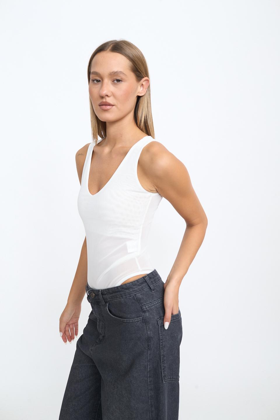 Body scollo V tulle panna - Autunno - Inverno 2025 | Brend