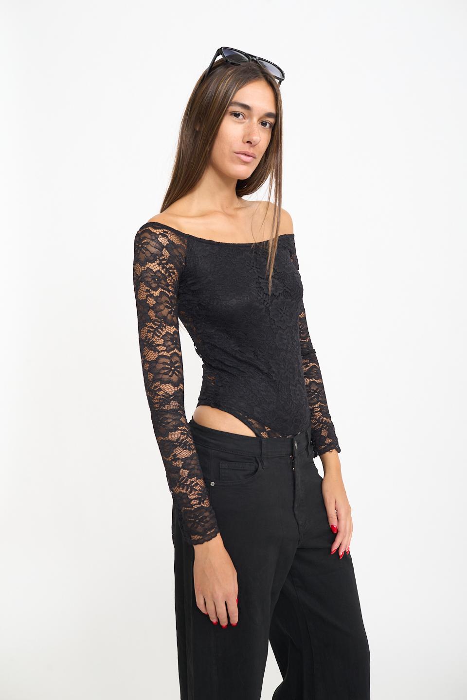 Body scollo barca pizzo nero - Autunno - Inverno 2025 | Brend