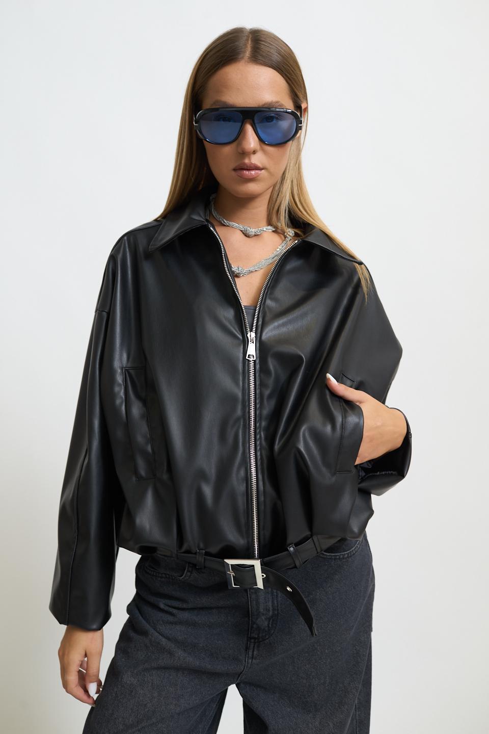 Bomber effetto pelle nero - Autunno - Inverno 2025 | Brend