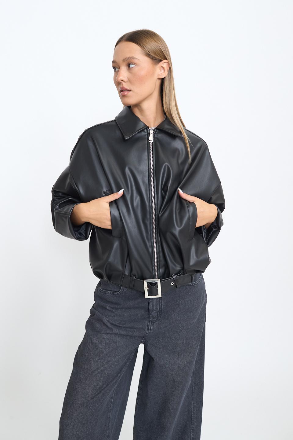 Bomber effetto pelle nero - Autunno - Inverno 2025 | Brend