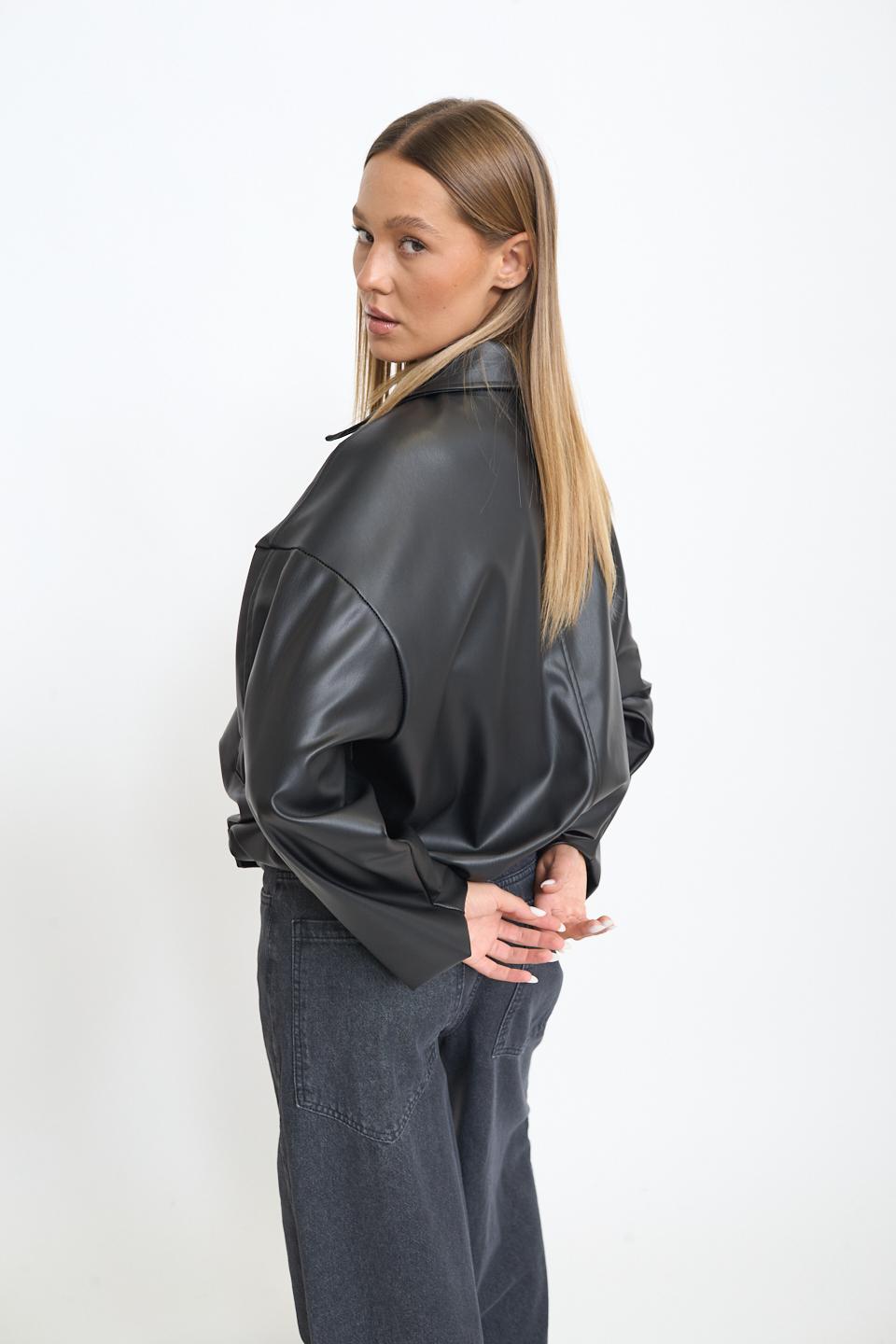 Bomber effetto pelle nero - Autunno - Inverno 2025 | Brend