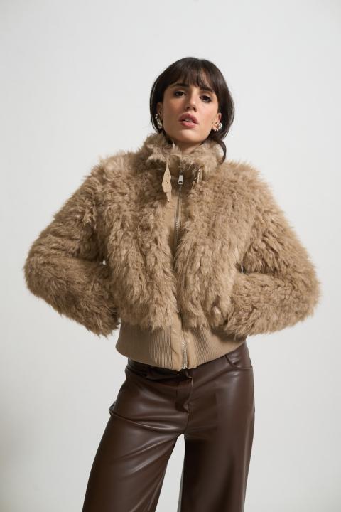 Bomber crop ecofur beige - Autunno - Inverno 2025 | Brend