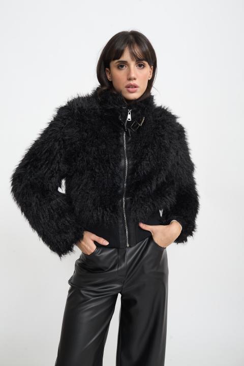 Bomber crop ecofur nero - Autunno - Inverno 2025 | Brend