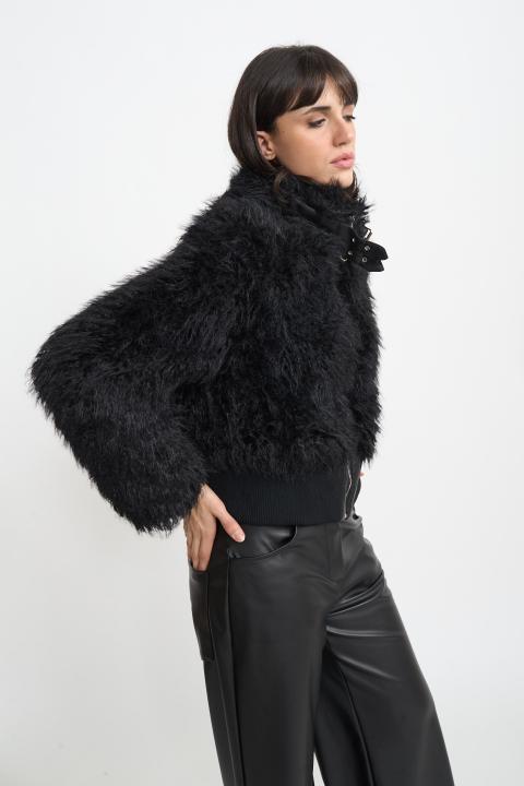 Bomber crop ecofur nero - Autunno - Inverno 2025 | Brend