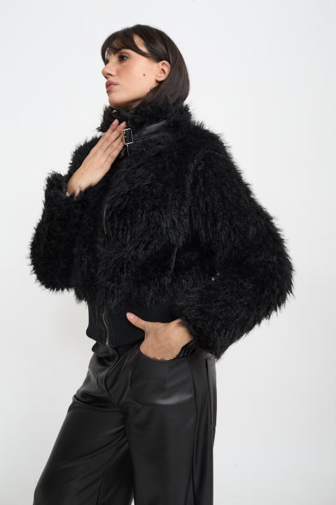 Bomber crop ecofur nero - Autunno - Inverno 2025 | Brend