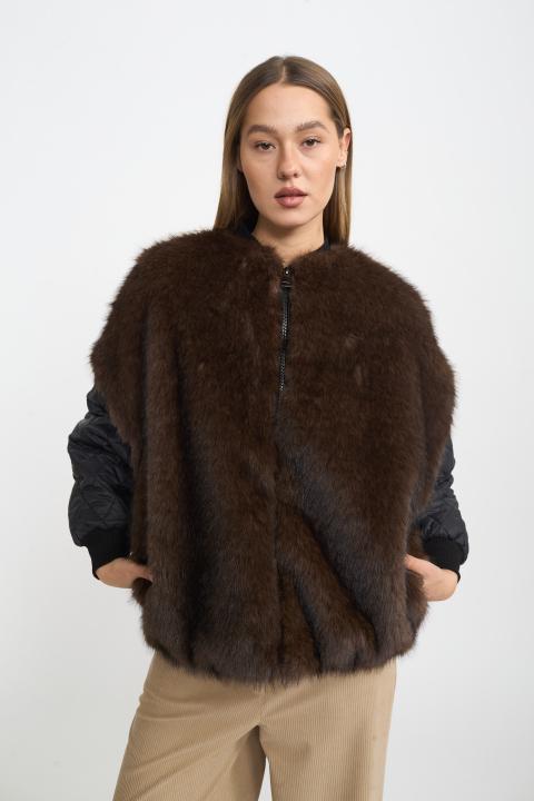 Bomber trapuntato ecofur nero/moro - Autunno - Inverno 2025 | Brend