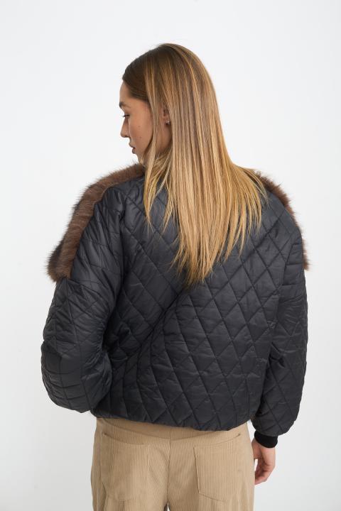 Bomber trapuntato ecofur nero/moro - Autunno - Inverno 2025 | Brend