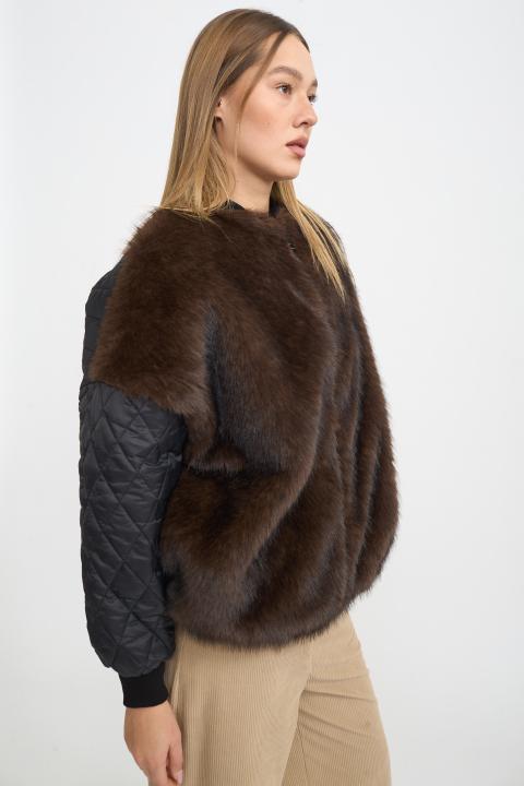 Bomber trapuntato ecofur nero/moro - Autunno - Inverno 2025 | Brend