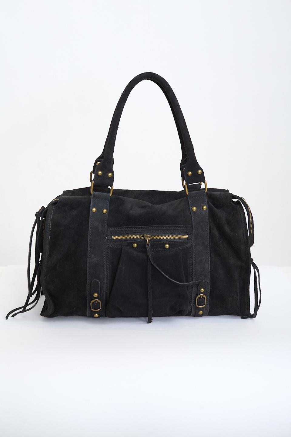 Borsa a spalla scamosciata nero - Autunno - Inverno 2025 | Brend